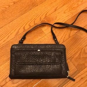 Zara Black Faux Leather Clutch Crossbody Bag